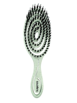 Solomeya Подвижная био-расческа для волос c натуральной щетиной Зеленая /Detangling bio hair brush with natural boar bristle Green , 1 шт в упаковке Solomeya Подвижная био-расческа для волос c натуральной щетиной Зеленая /Detangling bio hair brush with natural boar bristle Green , 1 шт в упаковке